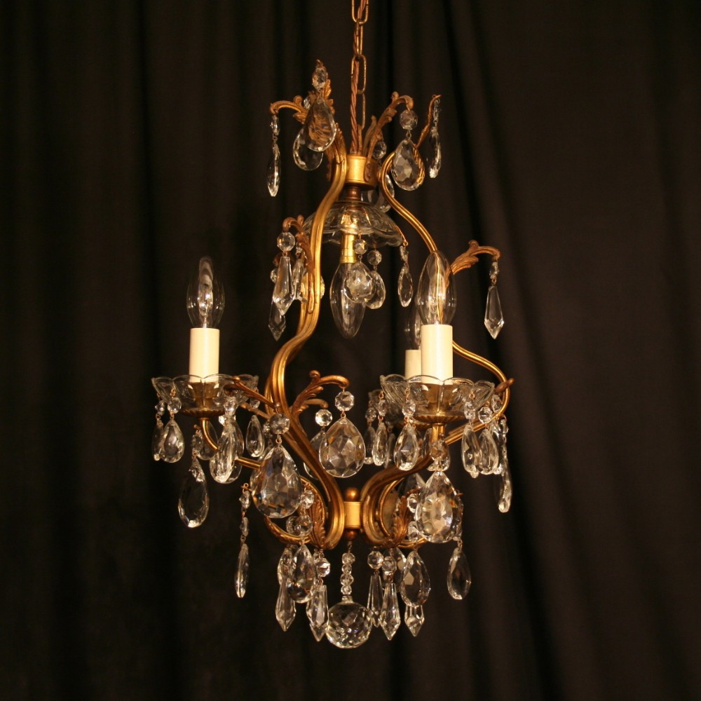 A French Gilded 4 Light Antique Chandelier