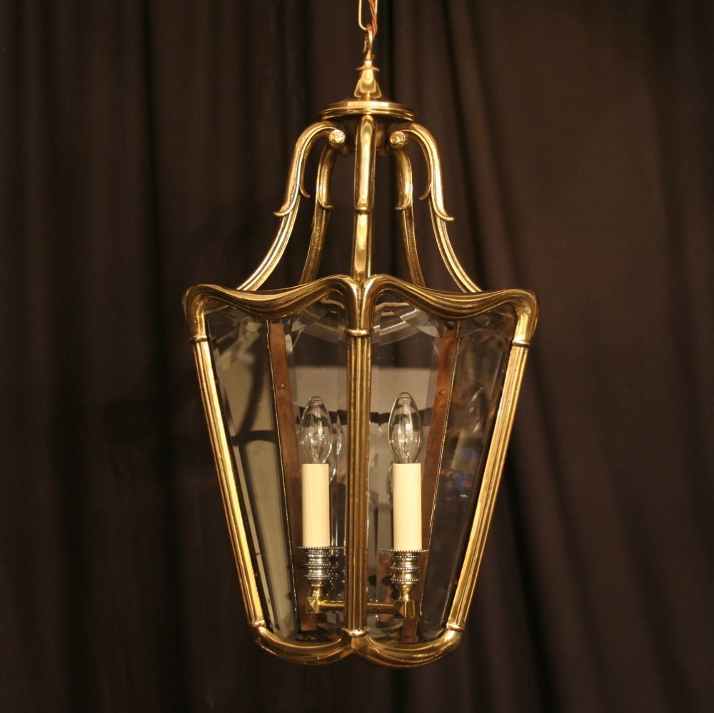 A French Large Twin Light Antique Hall Lantern