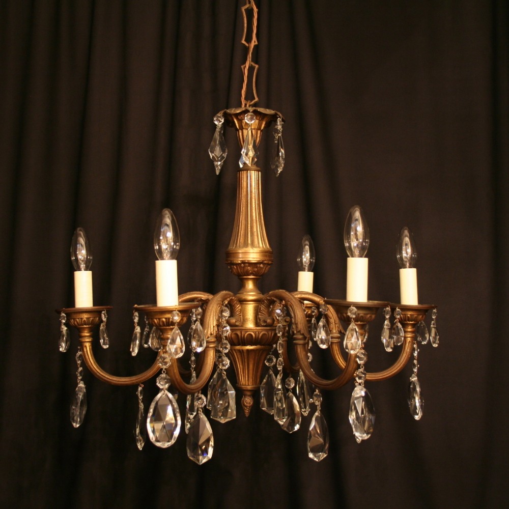 An Italian Gilded 6 Light Antique Chandelier