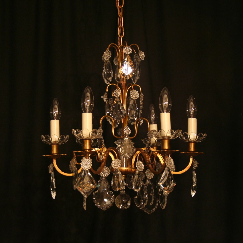A French Gilded 6 Light Antique Chandelier
