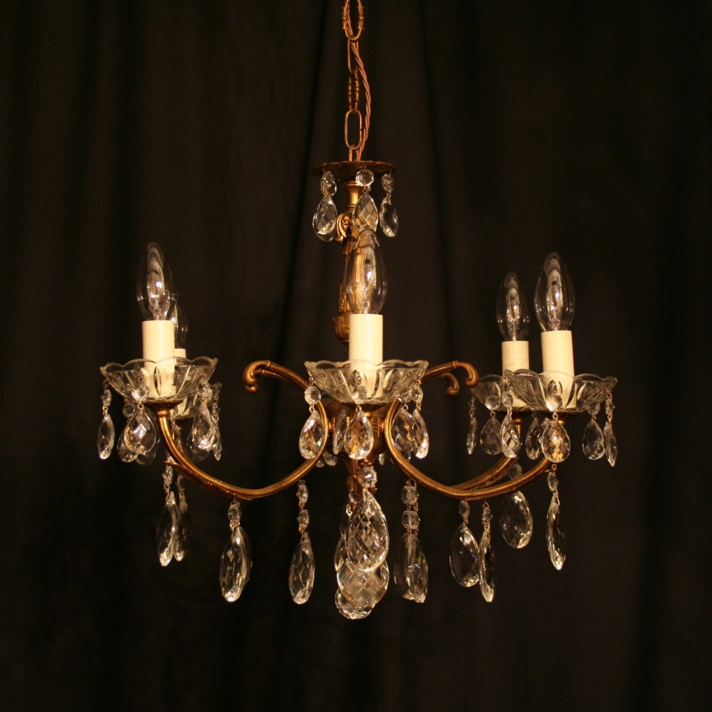 An Italian Gilded 6 Light Antique Chandelier