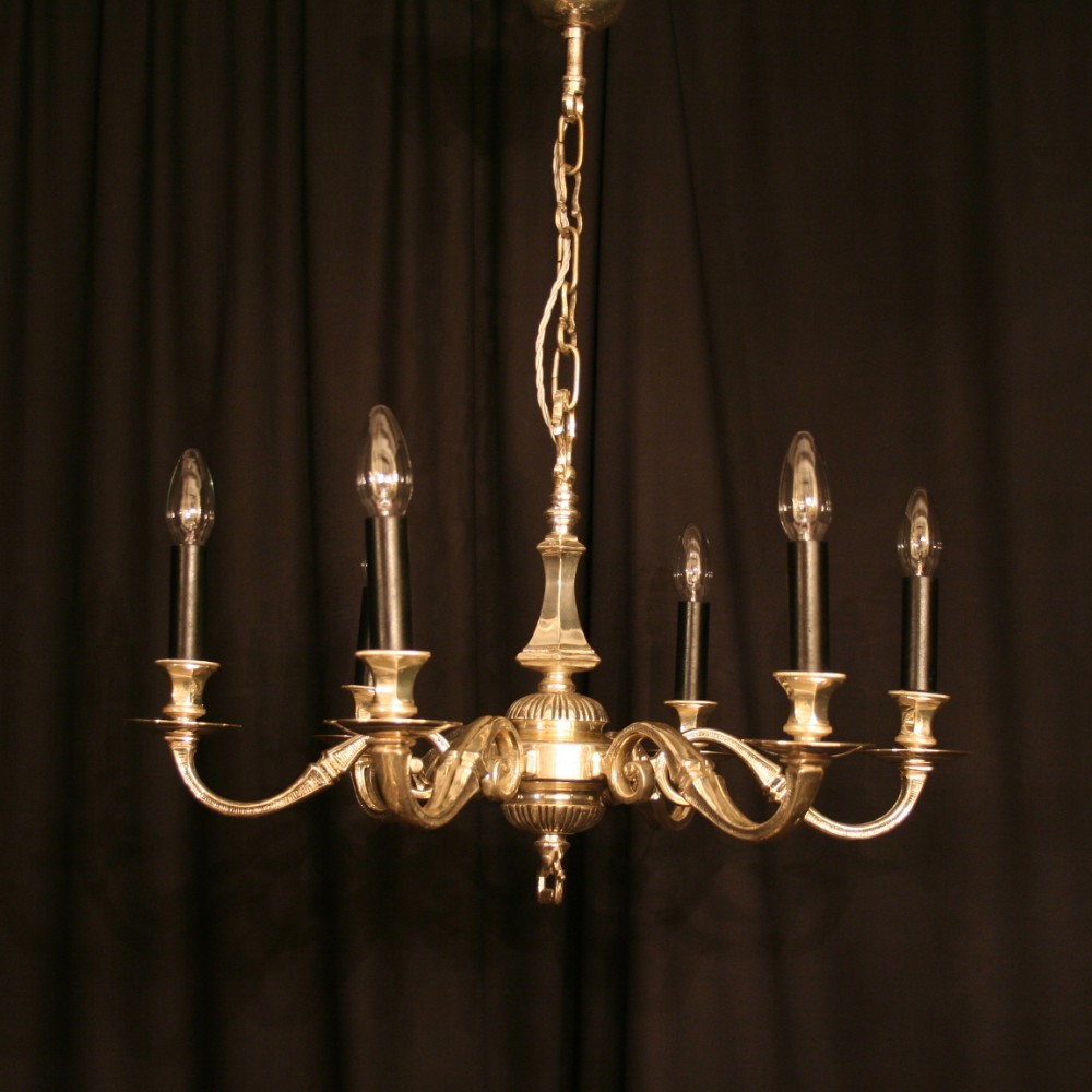 An English Silver 6 Light Antique Chandelier