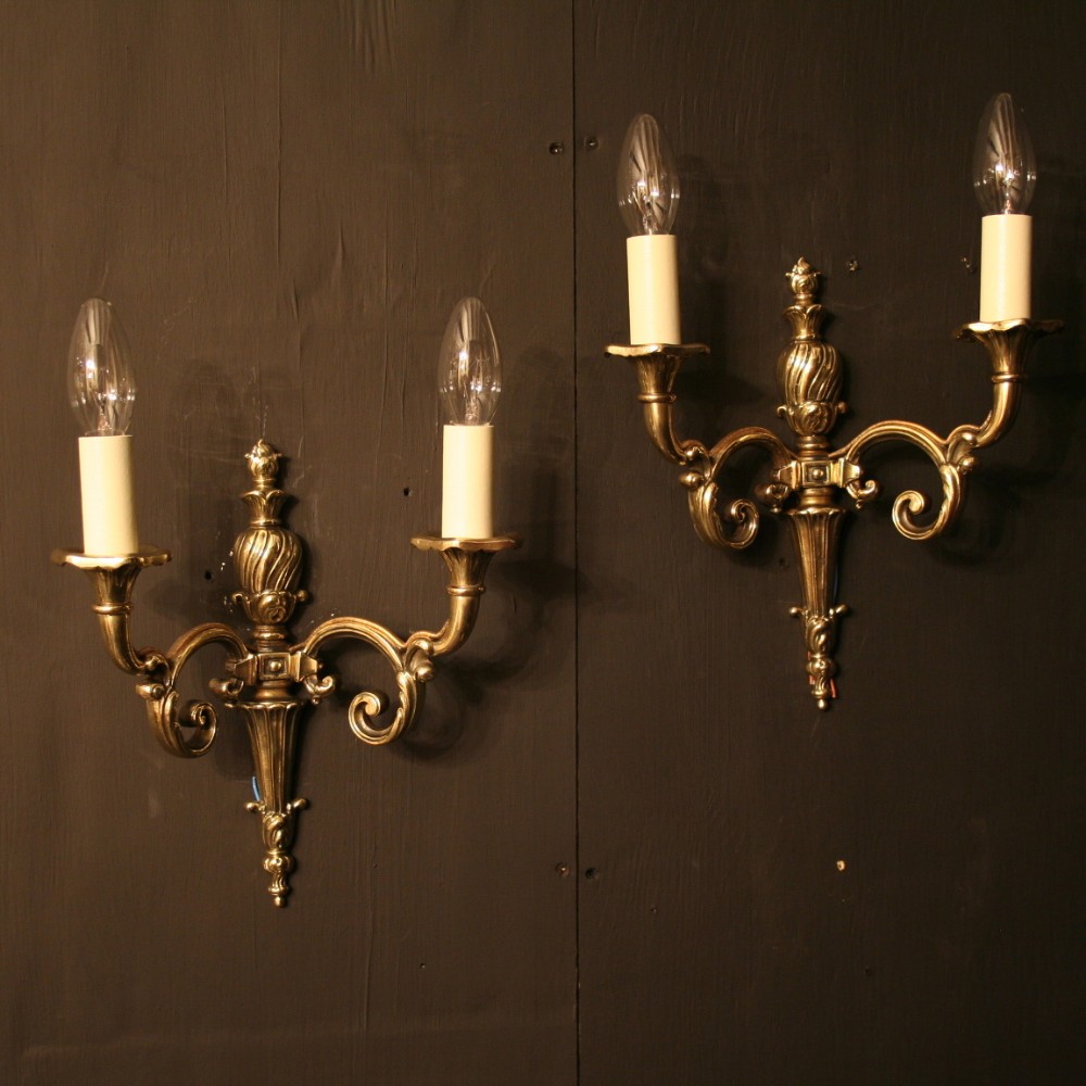 A French Pair Of Twin Arm Antique Wall Lights