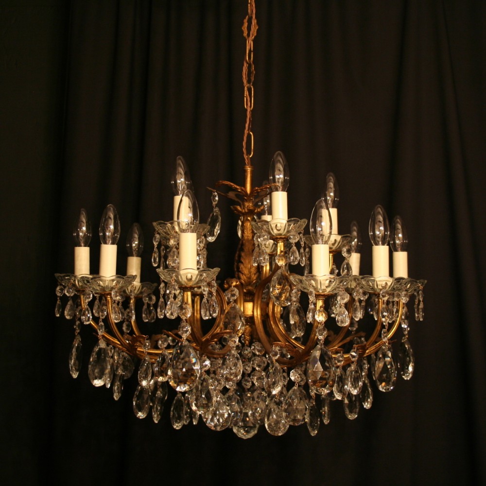 An Italian Gilded 15 Light Antique Chandelier