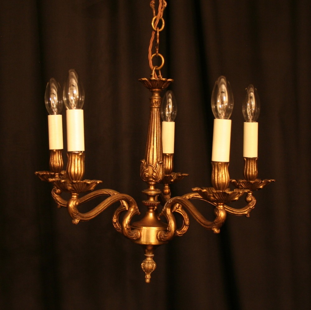 An Italian Gilded 5 Light Antique Chandelier