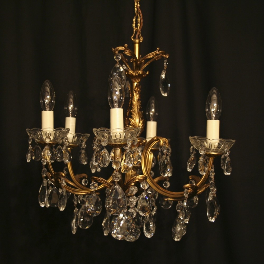 An Italian Gilded 6 Light Antique Chandelier