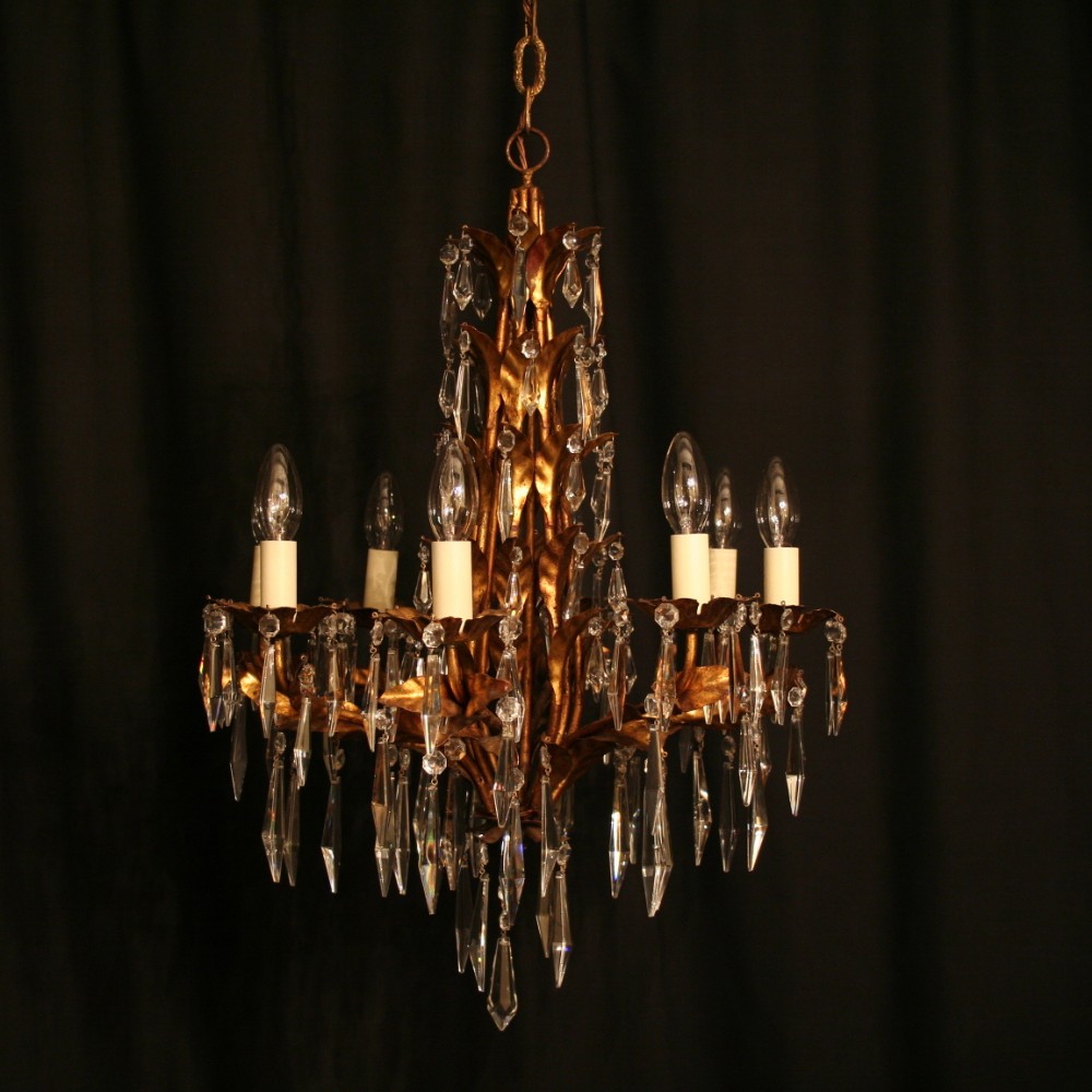 A Florentine Gilded 8 Light Antique Chandelier