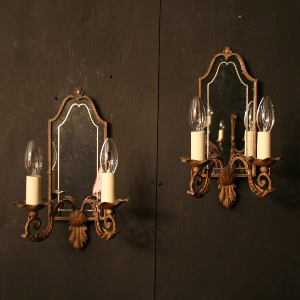 A French Pair Of Toleware Antique Girandoles