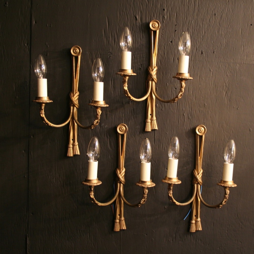 An English Set Of 4 Brass Antique Wall Lights
