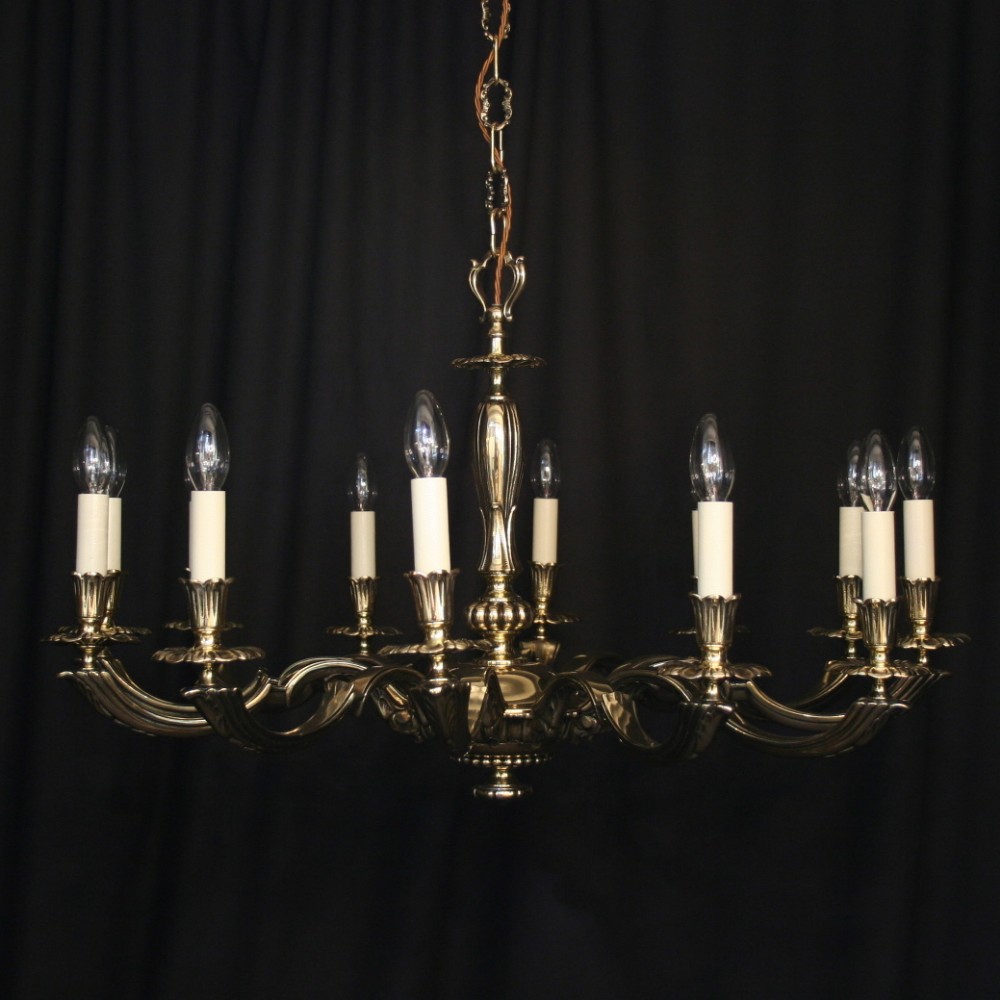 An English Cast Brass 12 Light Antique Chandelier
