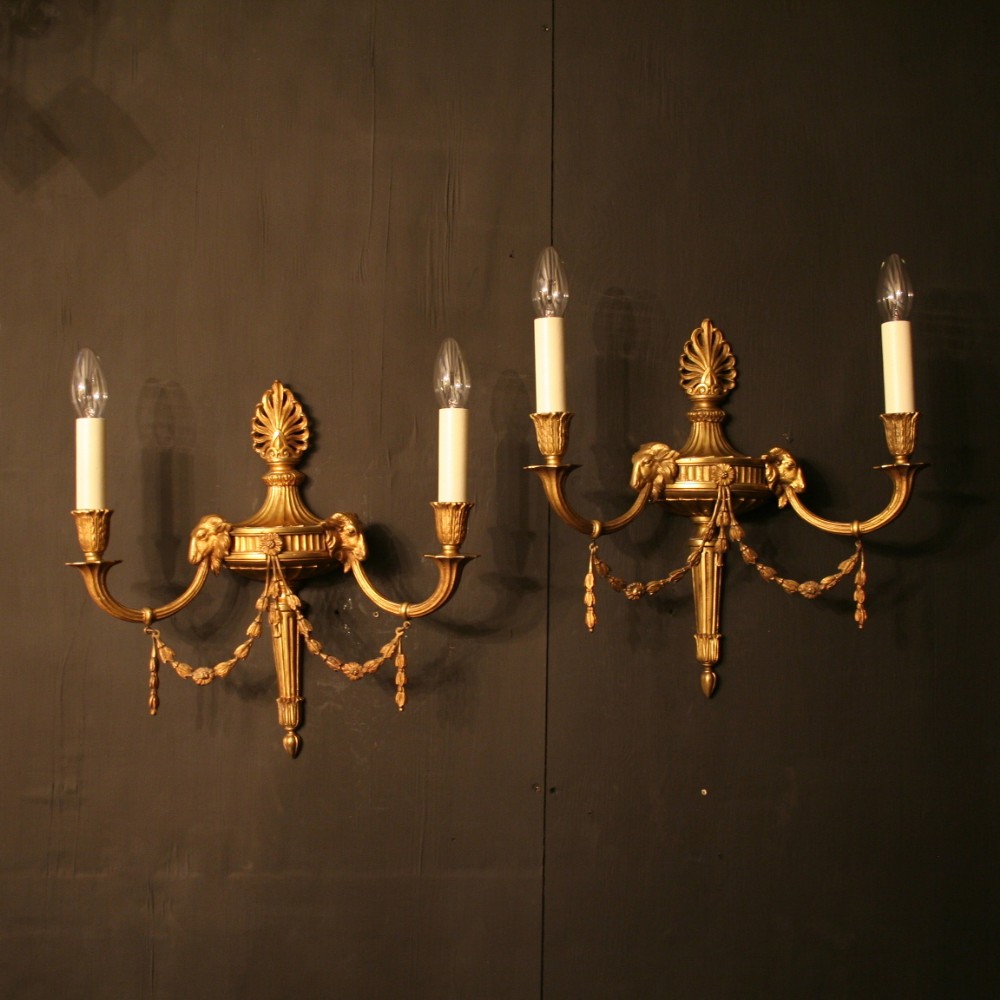 A French Pair Of Twin Arm Antique Wall Lights