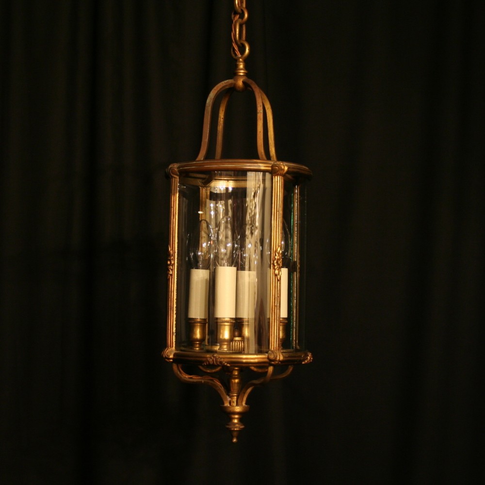 A French Gilded Four Light Antique Hall Lantern