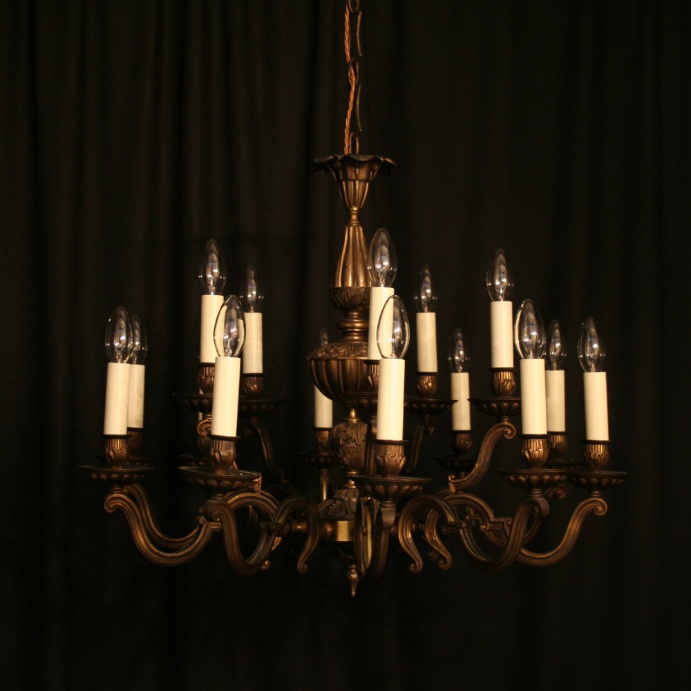An Italian Cast Brass 15 Light Antique Chandelier