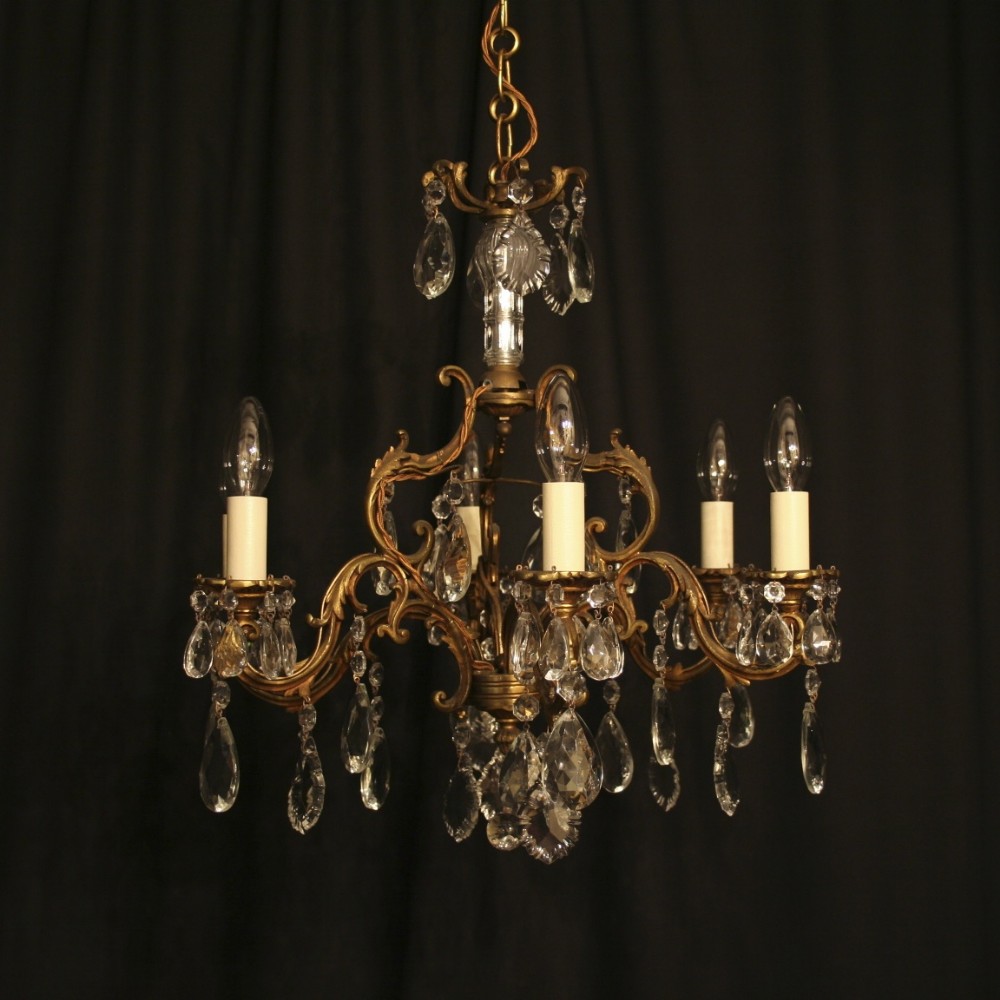 A French Gilded 6 Light Antique Chandelier