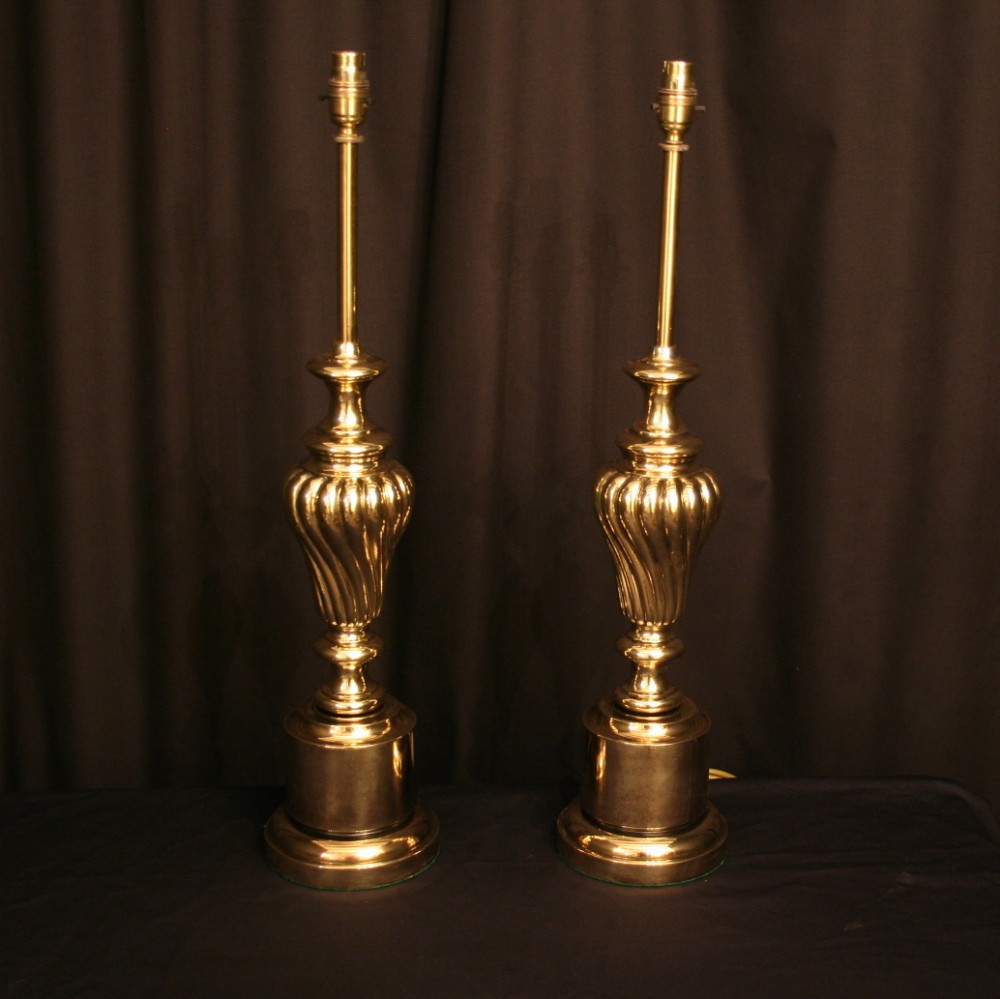 A Pair Of Brass Antique Table Lamps