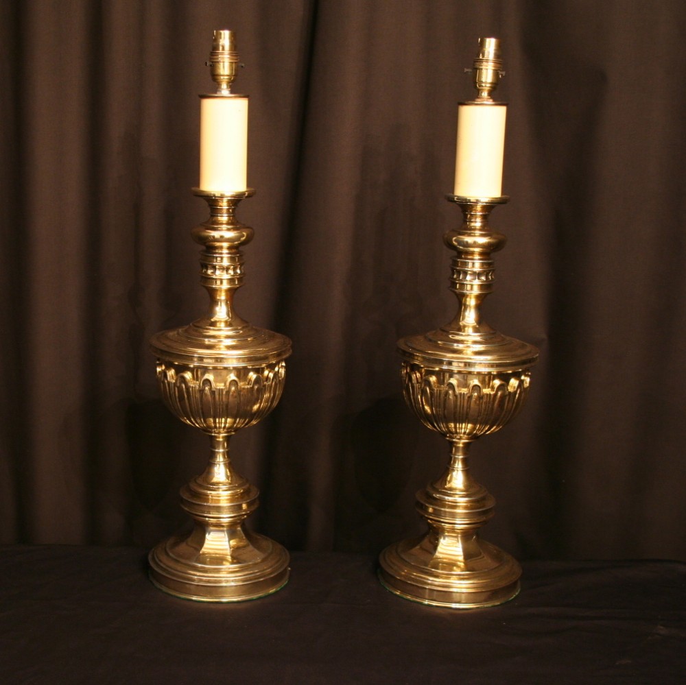 A Pair Of Brass Antique Table Lamps