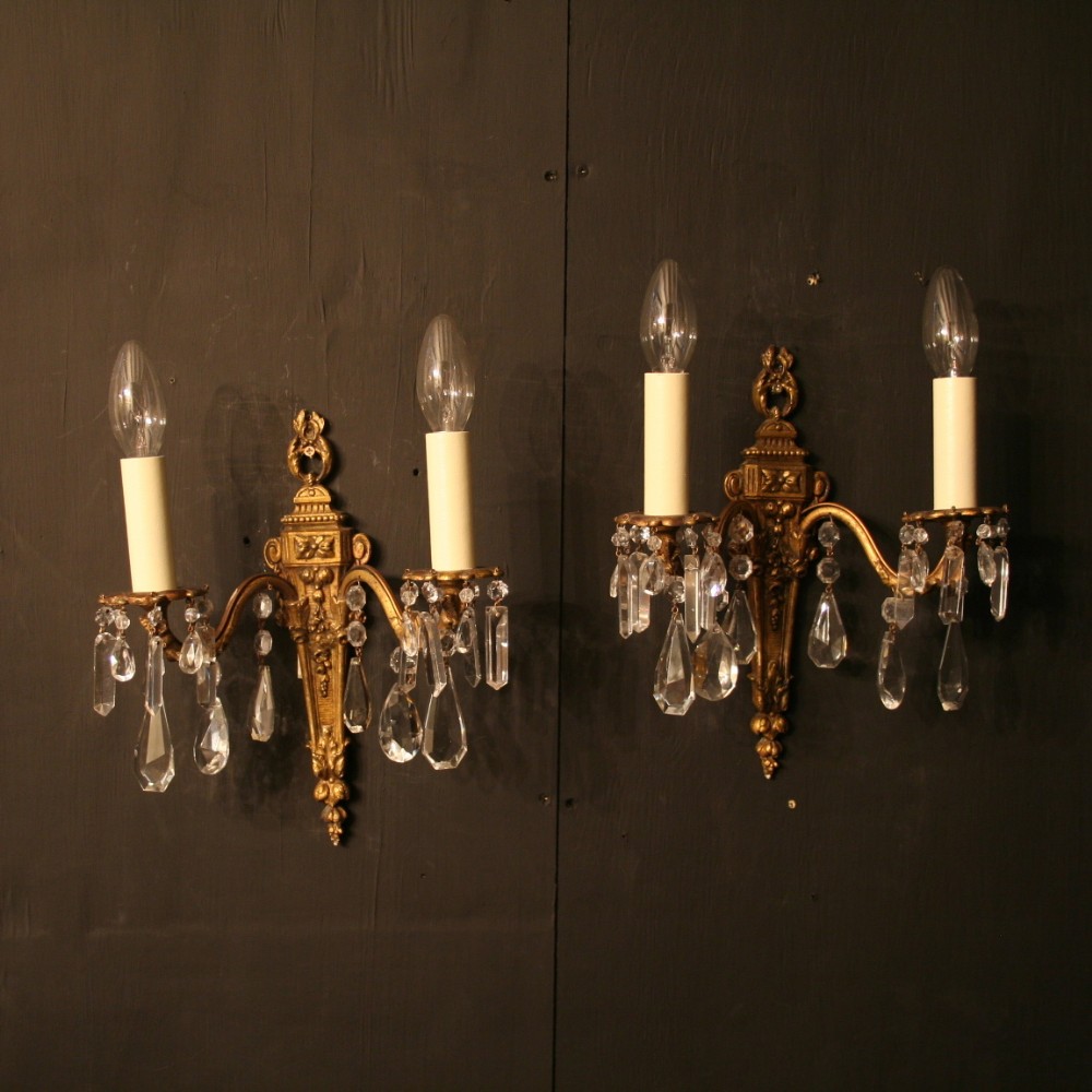 A French Pair Of Twin Arm Antique Wall Lights