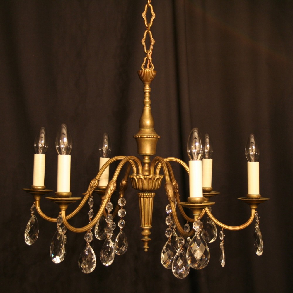 An Italian Cast Brass 6 Light Antique Chandelier