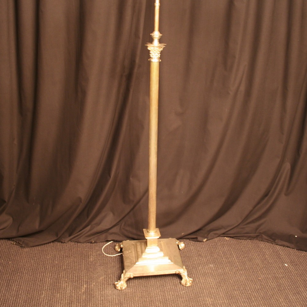 An English Silvered Brass Standard Lamp