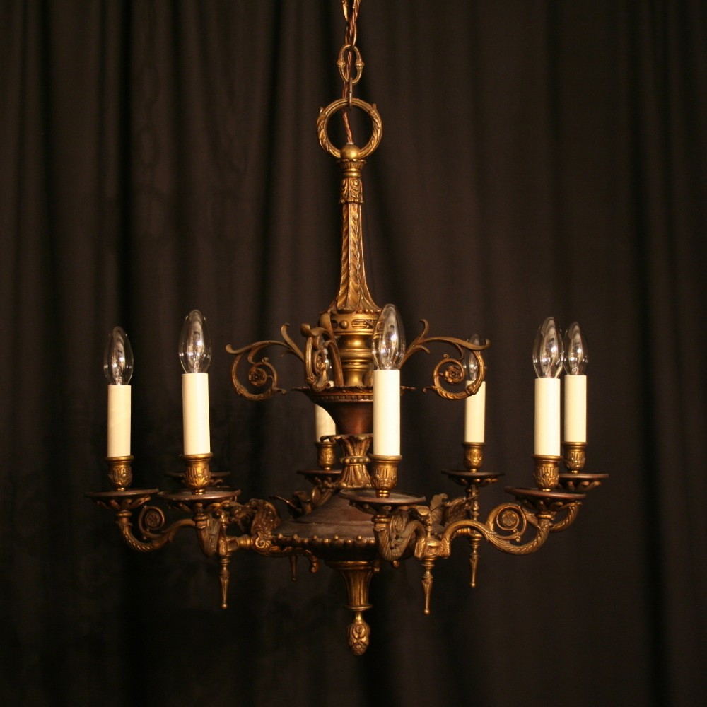 An English Gilded 8 Light Antique Chandelier
