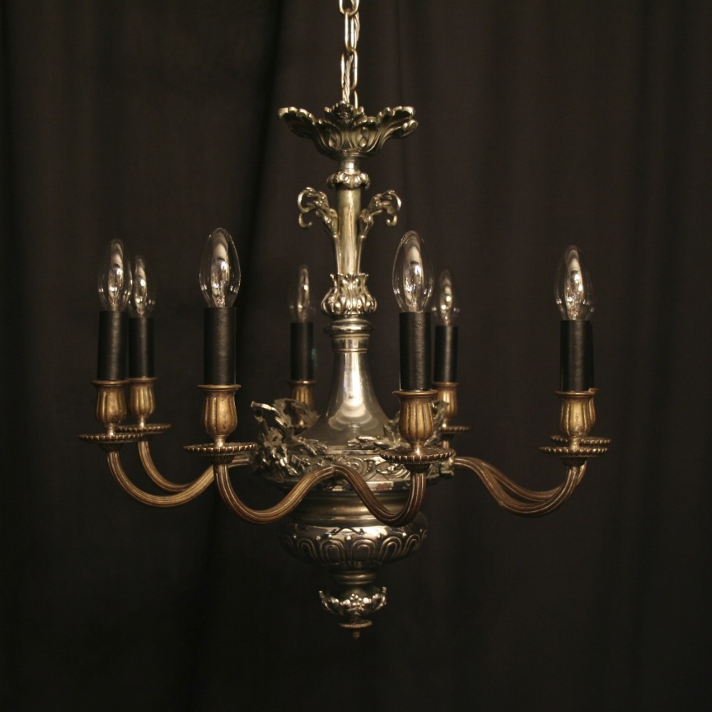 An English Silver & Brass 8 Light Antique Chandelier