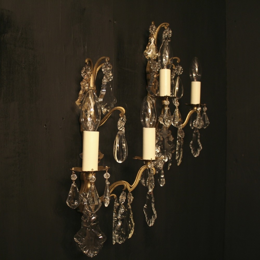 A French Pair Of Gilded Antique Wall Lights