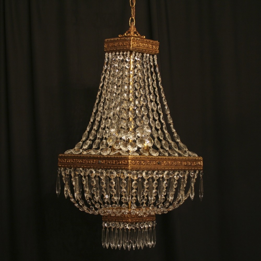 An Italian Gilded 4 Light Tent Antique Chandelier