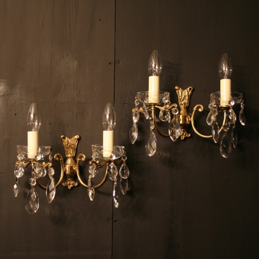 A French Pair Of Twin Arm Antique Wall Lights