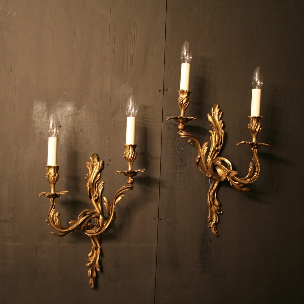 A Large French Pair Of Antique Wall Sconces