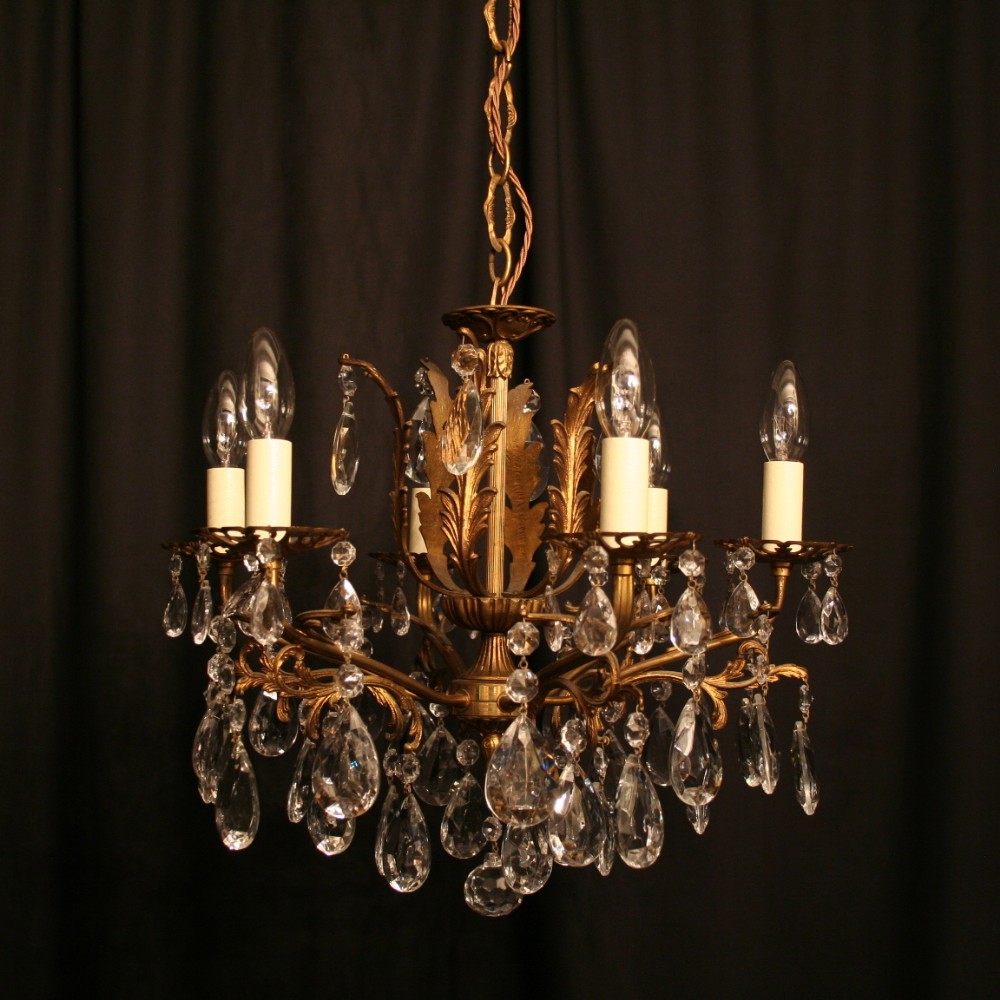 An Italian Gilded 6 Light Antique Chandelier