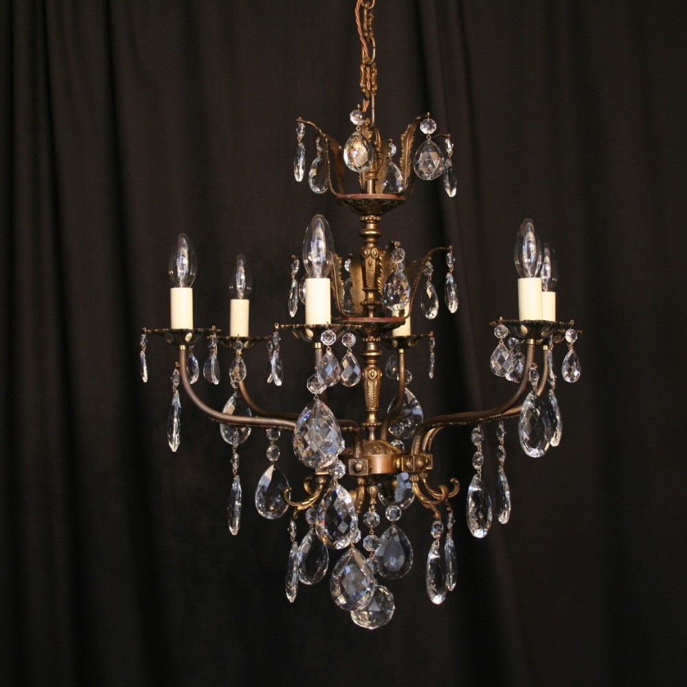 An Italian Cast Brass 6 Light Antique Chandelier