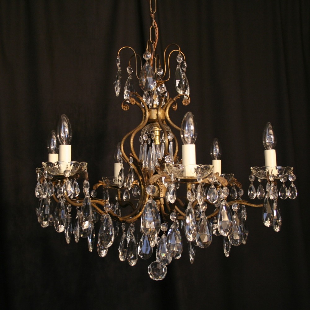 A French Gilded Cast Brass 7 Light Antique Chandelier