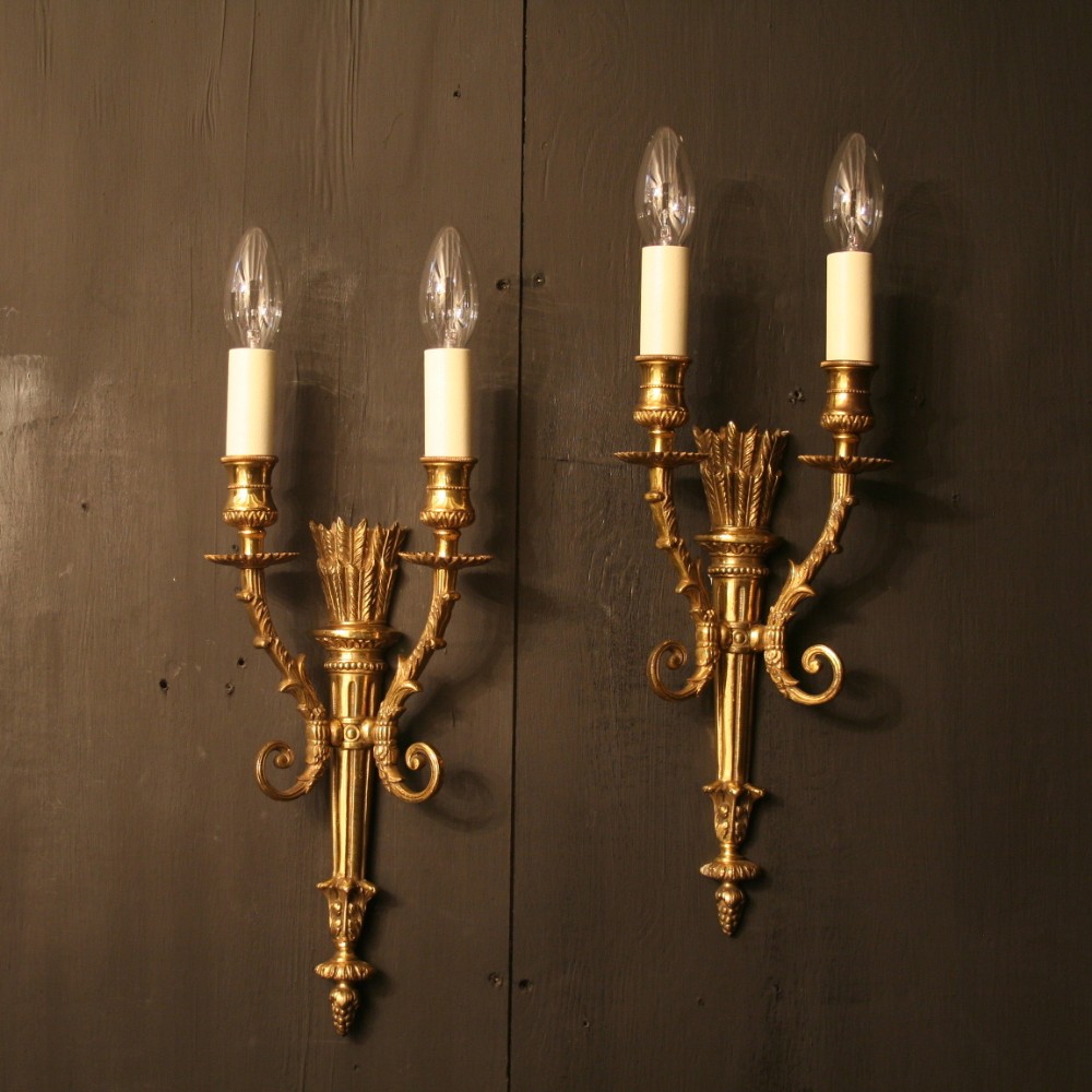 A French Pair Of Twin Arm Antique Wall Lights