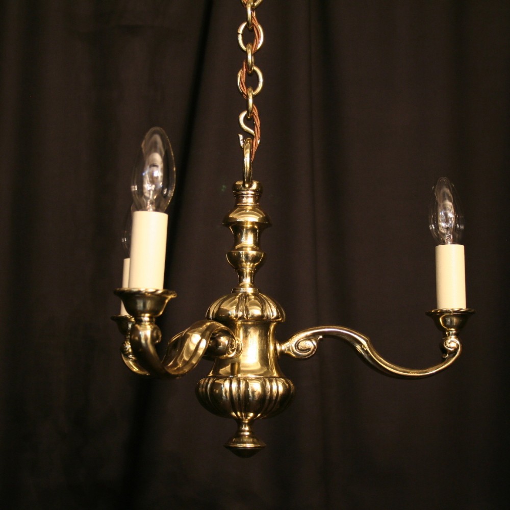 An English Cast Brass 3 Light Antique Chandelier