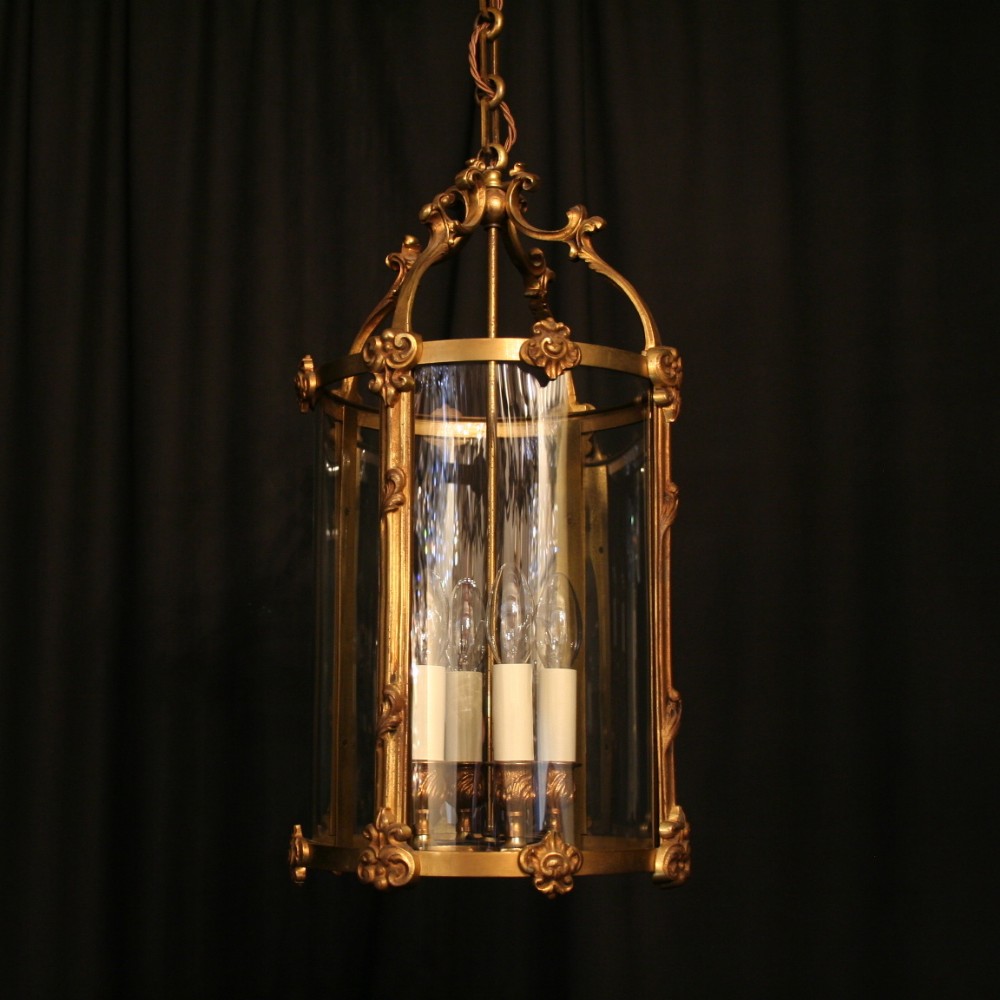 A French Gilded Four Light Antique Hall Lantern