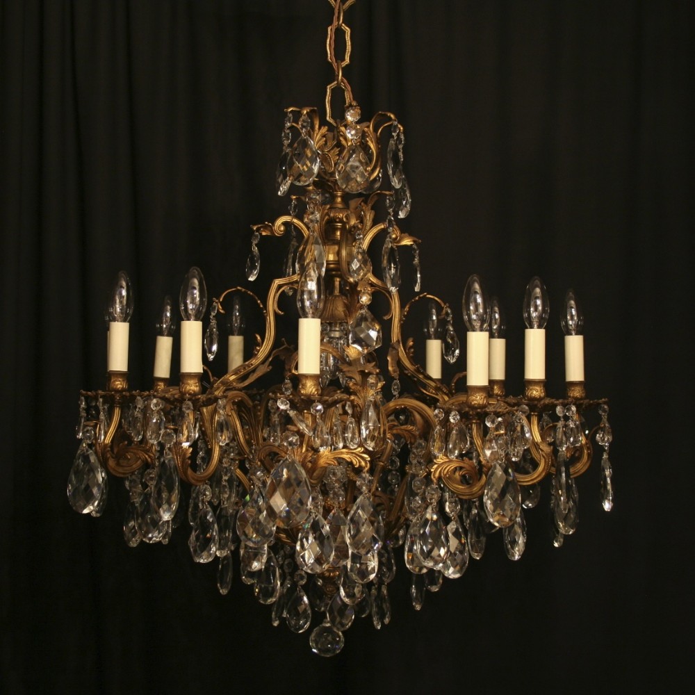 A French Gilded 13 Light Antique Chandelier