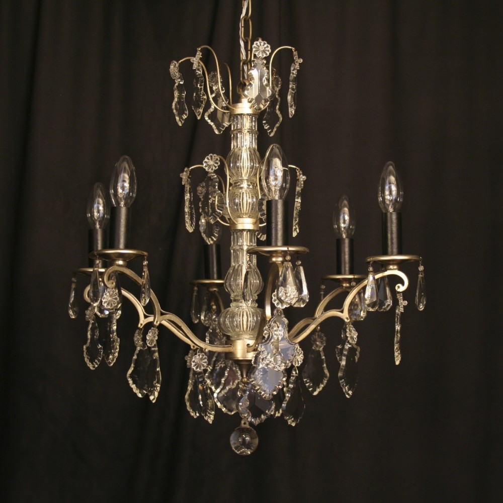 A French Silver Gilded 6 Light Antique Chandelier