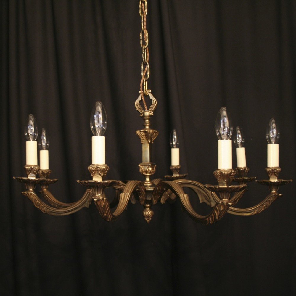 A Flemish Cast Brass 8 Light Antique Chandelier