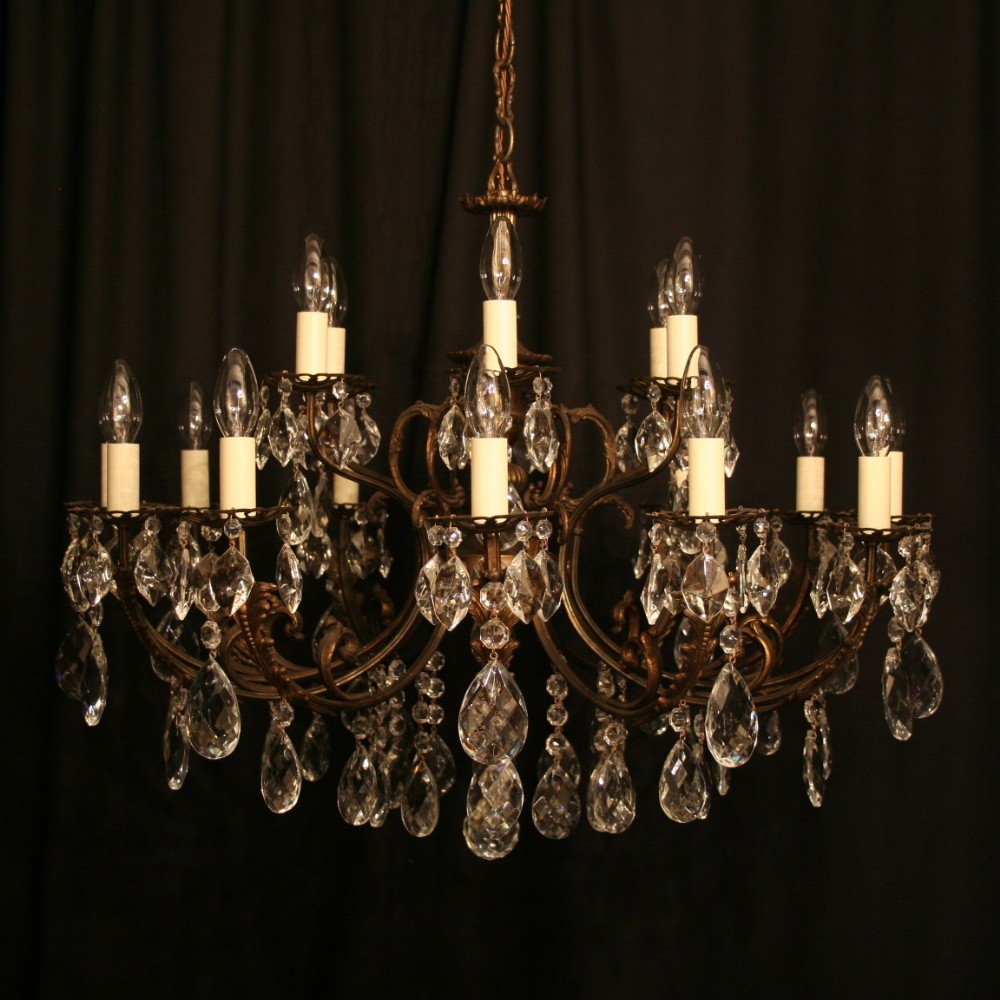 An Italian 18 Light Brass Double Tiered Antique Chandelier