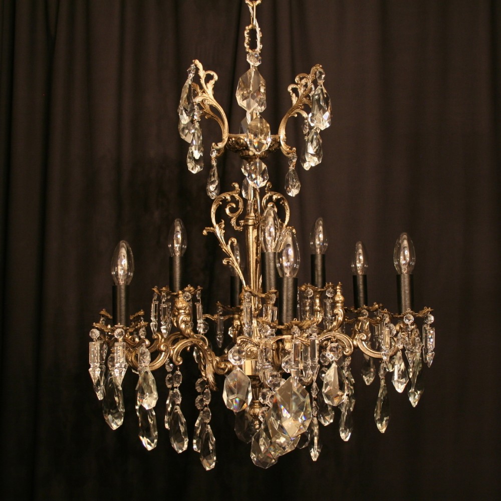 An Italian Silver Gilded Cast 9 Light Double Tiered Antique Chandelier