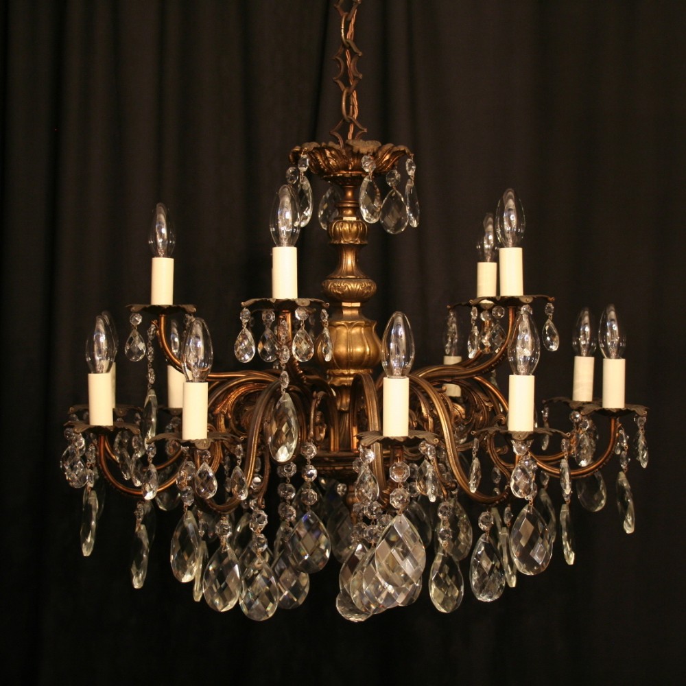 An Italian 15 Light Double Tiered Antique Chandelier