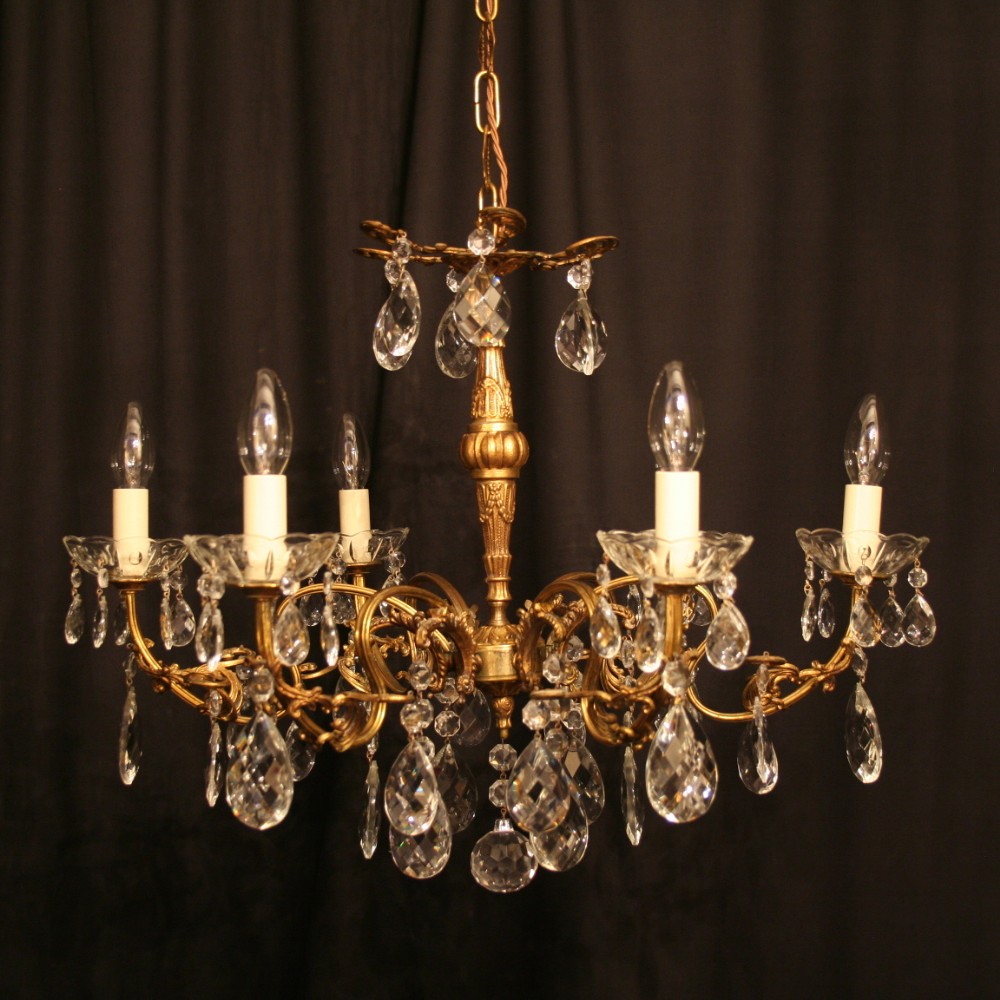 An Italian 6 Light Gilded Antique Chandelier