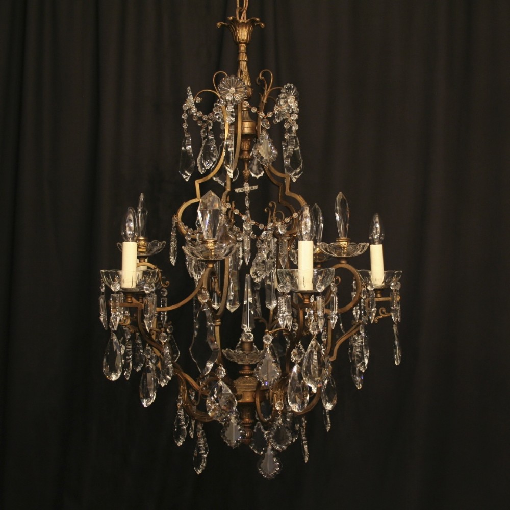 A Large Italian 5 Light Antique Cage Form Chandelier