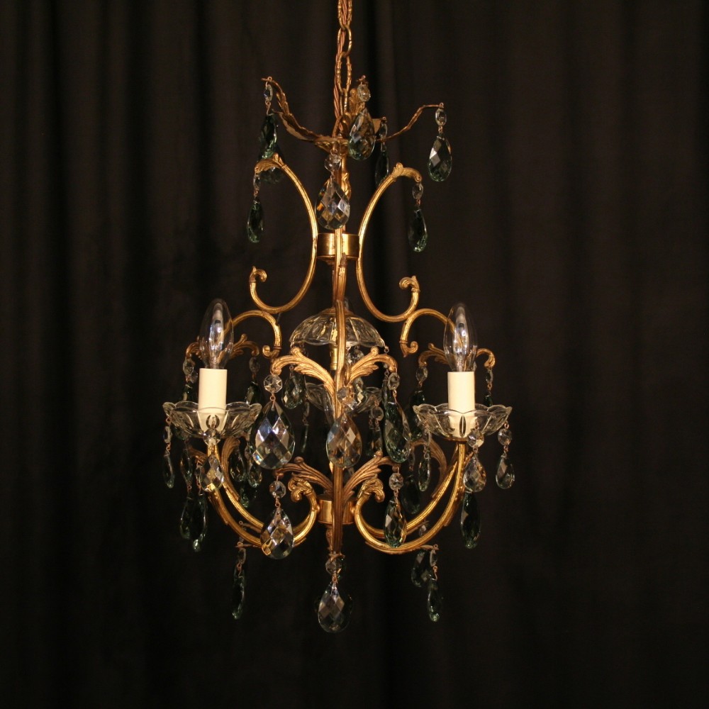 A French Gilded Birdcage 4 Light Antique Chandelier