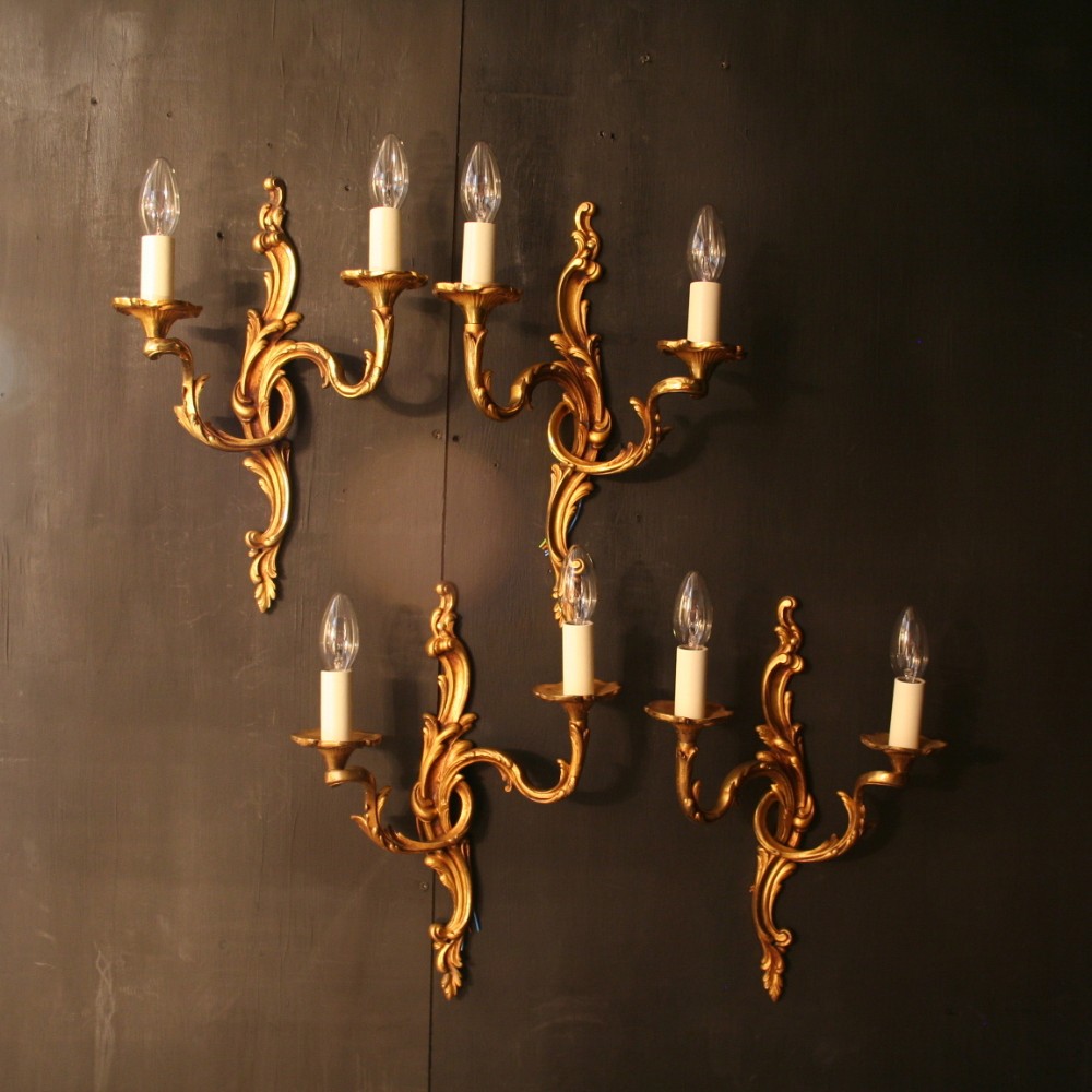 A French Set Of Four Gilded Bronze Antique Wall Lights
