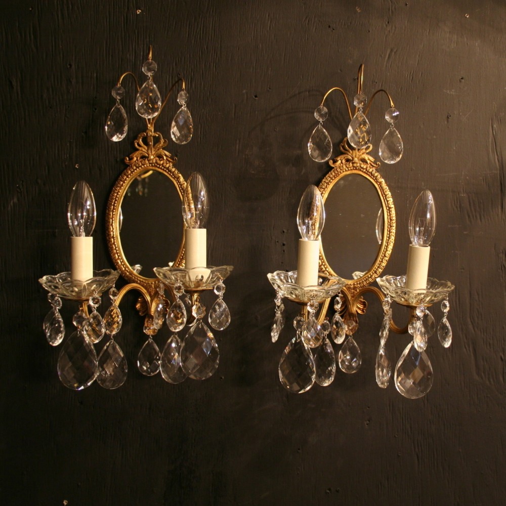 A French Pair Of Gilded Twin Arm Antique Girandoles