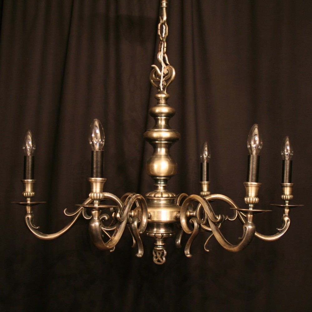 A Flemish Silver 6 Light Antique Chandelier