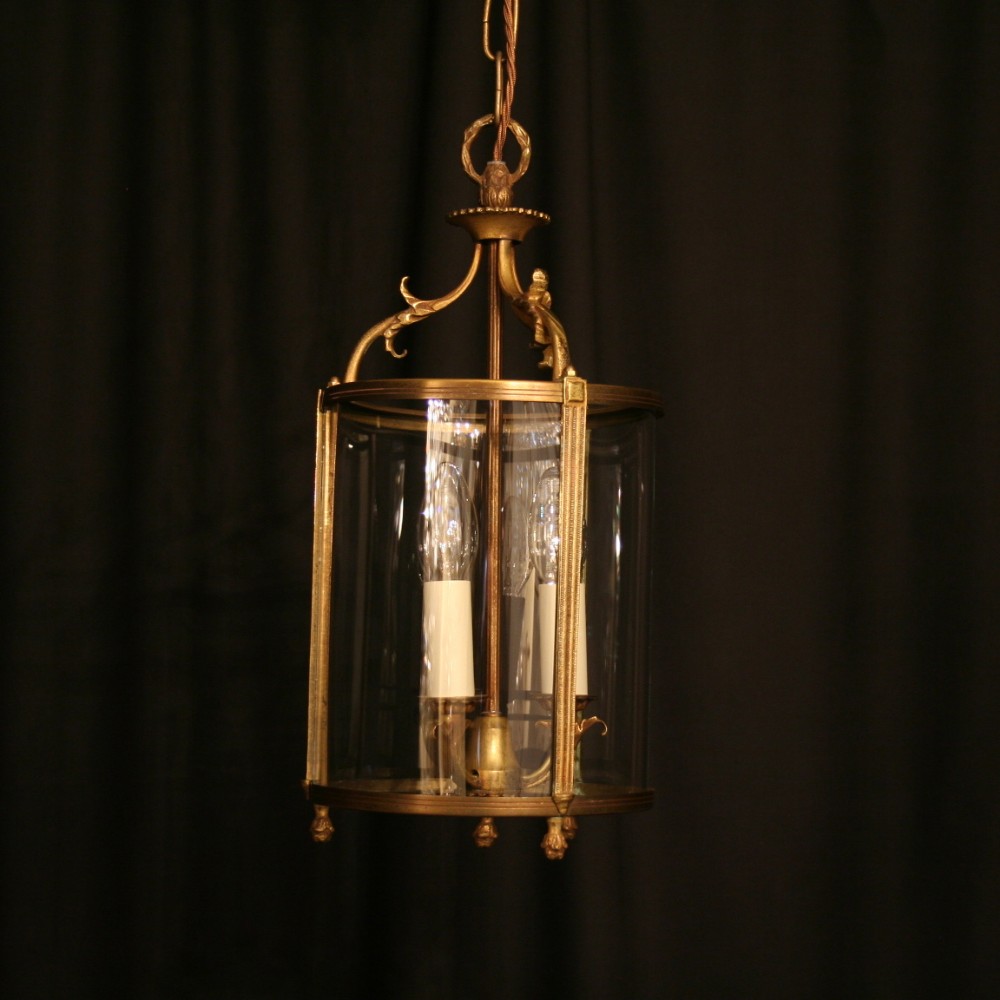 A French Bronze Triple Light Antique Circular Lantern