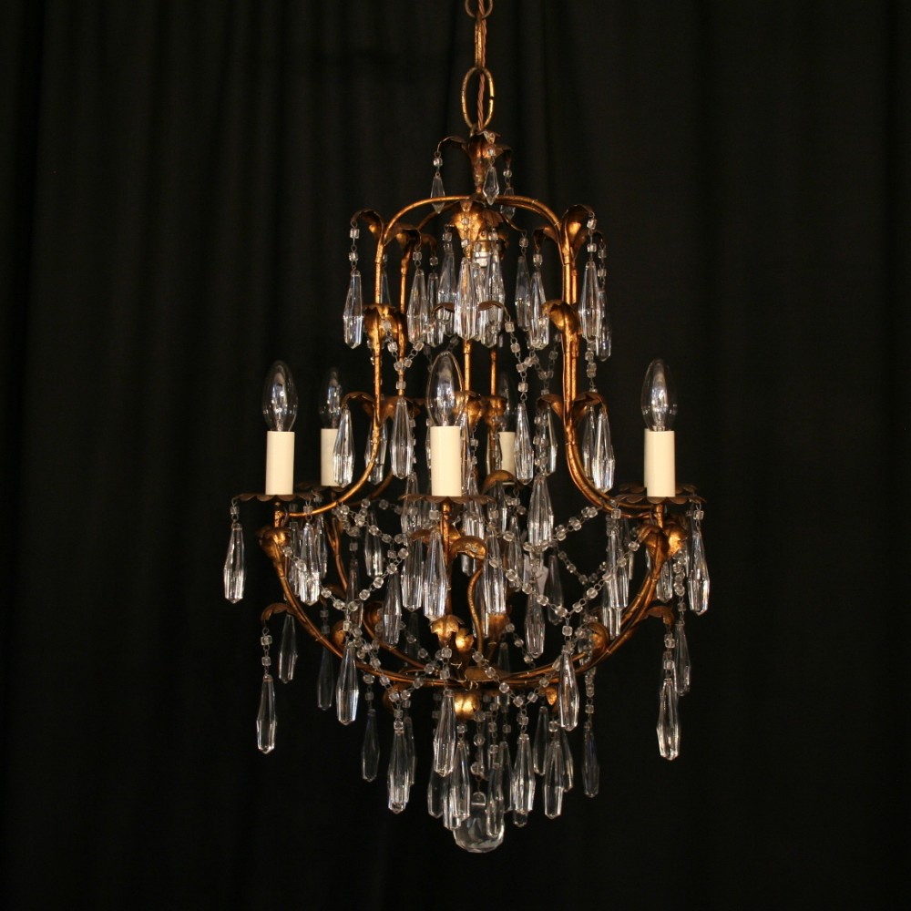 A Florentine Gilded 6 Light Antique Chandelier