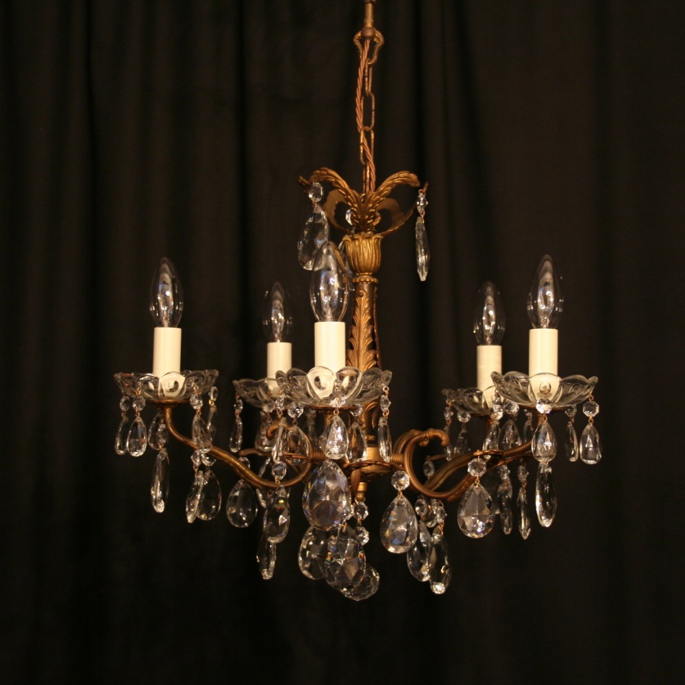 An Italian Gilded 5 Light Antique Chandelier